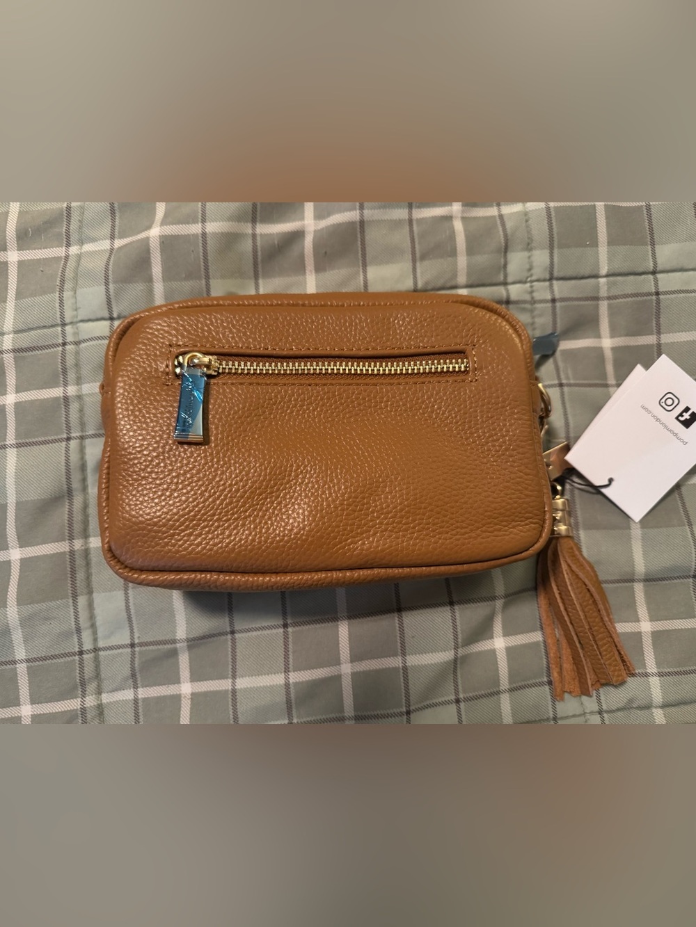 NWT Pom Pom London - The City Mini Leather Crossbody Bag (Maple) with 3 Straps - Picture 3 of 9